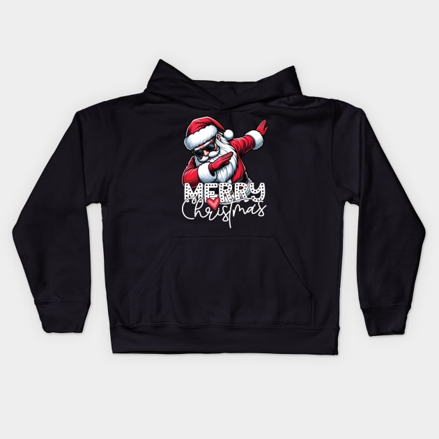 Merry Christmas Holiday Cool Santa Dabbing Kids Hoodie by Nostalgia Trip